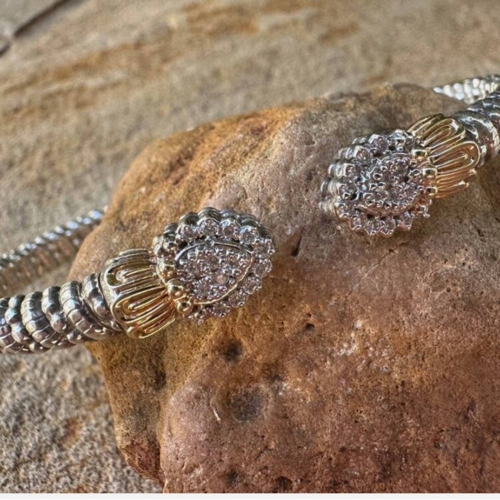 VAHAN Silver and Gold Bracelet with Intricate Medallions